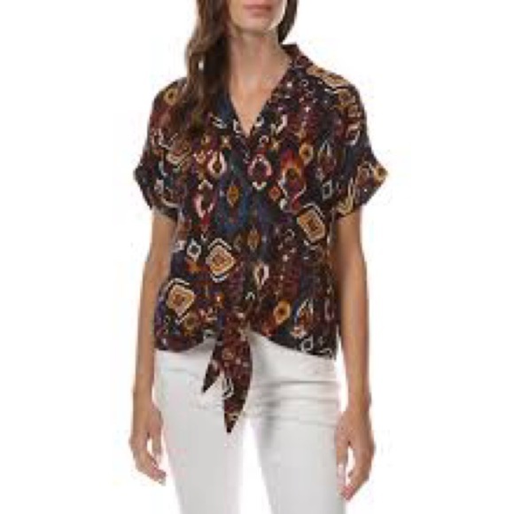 BeachLunchLounge Collection Women’s button-down short sleeve blouse size Large - Picture 1 of 8
